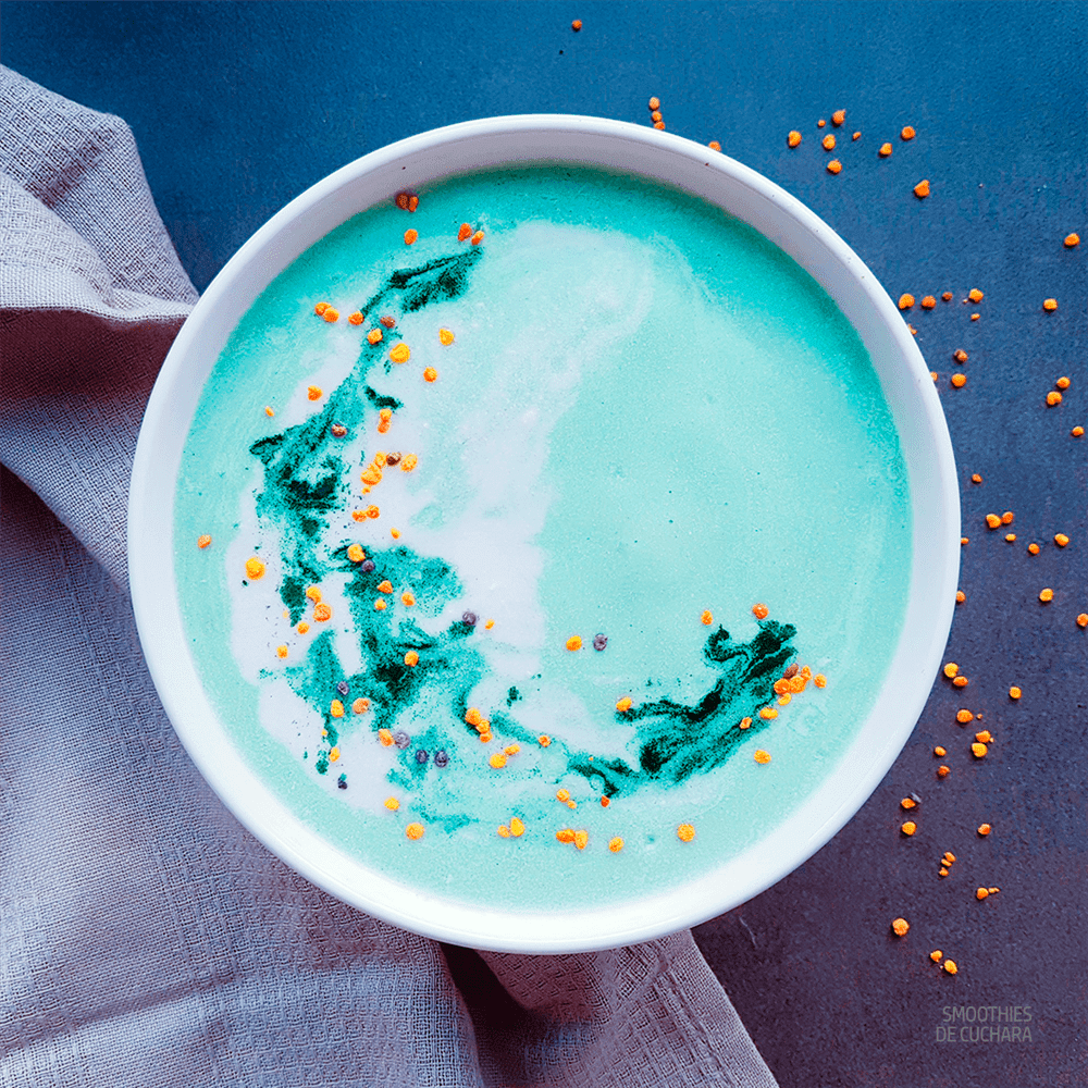 Smoothie de melón, alga chlorella y calabacín